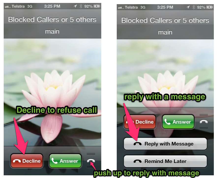 How to Decline a call on iPhone or reply with a message