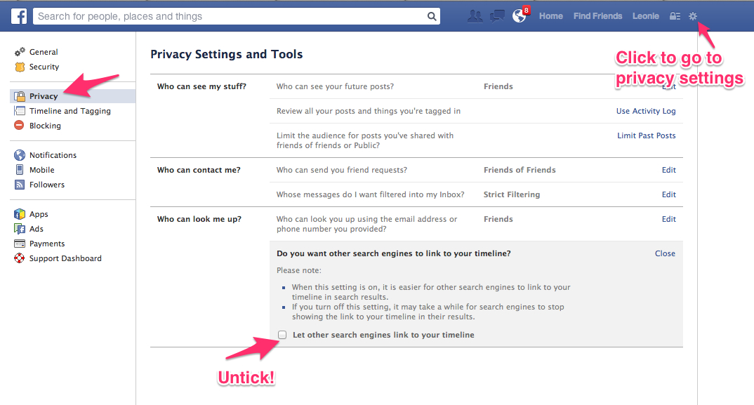 Hide Your Facebook Profile From Public Search Engines
