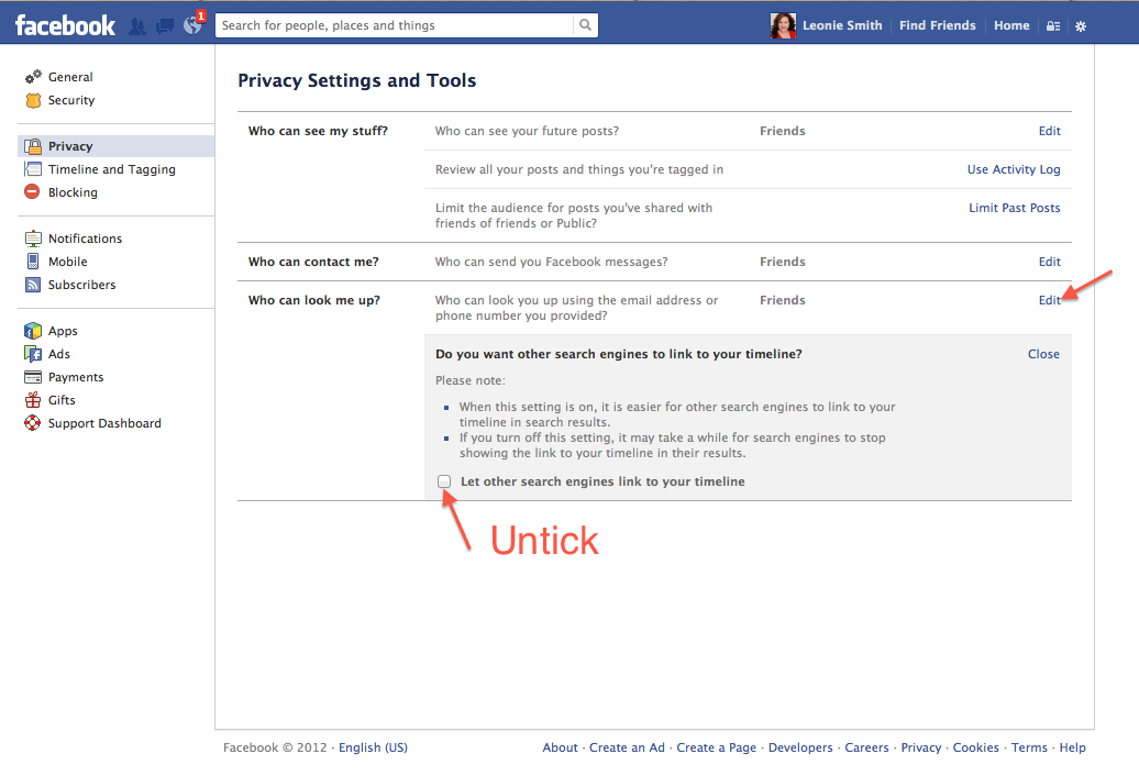 Hide your Facebook Profile from Google and Bing Search
