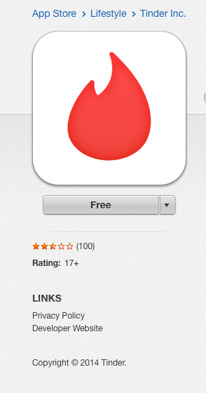Tinder is now rated 17+