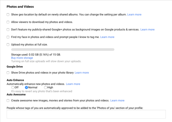 Google+ Privacy Settings